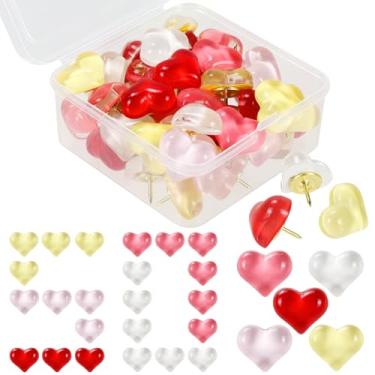 Imagem de Koqye 50 peças de pinos fofos de coração, tachinhas decorativas para polegar, quadro de avisos, pinos fofos para fotos, notas, artesanato DIY, quadro de cortiça macio, decoração de parede reutilizável