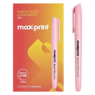 Imagem de Kit 12 Caneta Marca Texto Lumis Maxprint Rosa Pastel