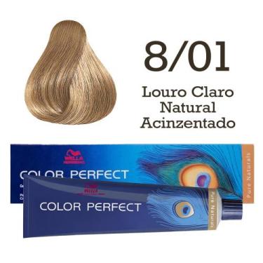 Imagem de Coloração 8/01 Louro Claro Nat. Acinzentado Color Perfect  Wella Profe