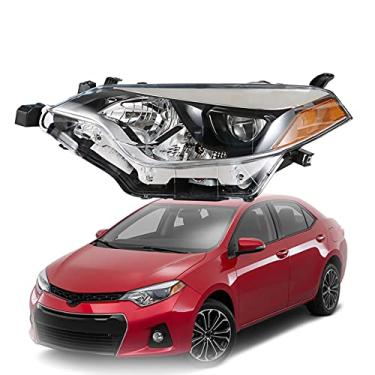 Imagem de munirater 8115002E60 Lâmpada de farol frontal esquerda preta com substituição de LED embutida para Corolla Sedan de 4 portas 2014 2015 2016