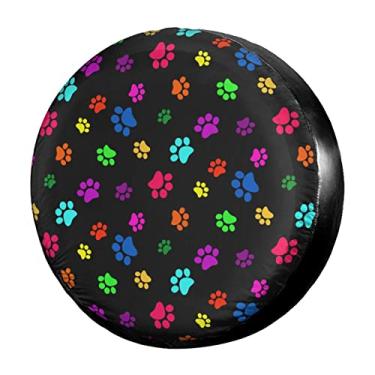 Imagem de Dujiea Capa de pneu sobressalente colorida com estampa de patas de cachorro, capa de pneu universal à prova d'água à prova de poeira para Jeep Trailer Rv Van SUV Caminhão Camper e muitos veículos 36 38 40 40 cm