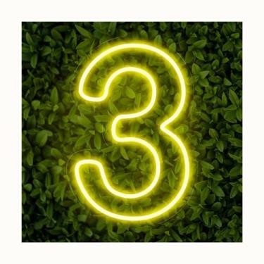 Imagem de Painel Led Neon Número Luminoso 3 Três 60cm Decoração Festa - letreiro
