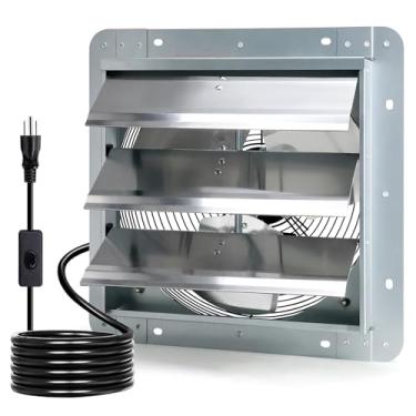 Imagem de Criditpid Exaustor de obturador montado na parede de 35 cm com interruptor ON/OFF, motor de cobre puro de alta velocidade e baixo ruído, exaustor de parede para frontão, galpão, garagem, estufa