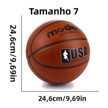 Imagem de Bola De Basquete Marrom Para Adolescentes E Adultos, Borracha Durável,