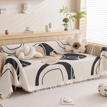 Imagem de Cobertor 180x230 Para Sofá Cobertor Macio E Aconchegante Capa De Sofá Antiderrapante Multifuncional Em Algodão E Linho Para Sofá E Sofá Cadeira Durável Resistente Ao Desgaste, A, 180x300