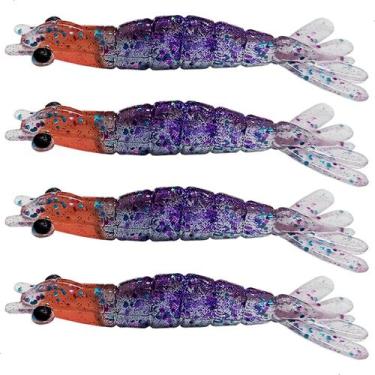Imagem de kit 4 Iscas Camarão Artificial 8cm - Pesca Robalo Tucunare Corvina  - 