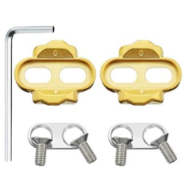 Imagem de Quanmin 2 travas de bicicleta SPD/SPD-SL com trava para bicicleta de estrada, travas de pedal, chuteiras de ciclismo internas com 1 peça hexagonal Wrenc h, para pedais Eggbeater, Candy, Smarty, Mallet