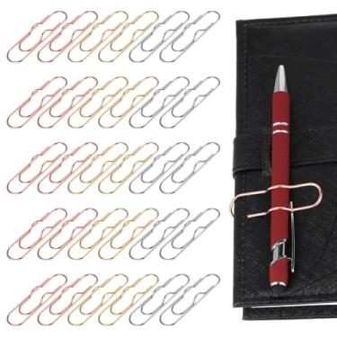 Imagem de Gjinxi Clipes de caneta de metal, pacote com 30 clipes de suporte de caneta de aço inoxidável para cadernos, diários, papéis, prancheta, acessórios para notebook de viagem, ouro, prata, ouro rosa, 7 x