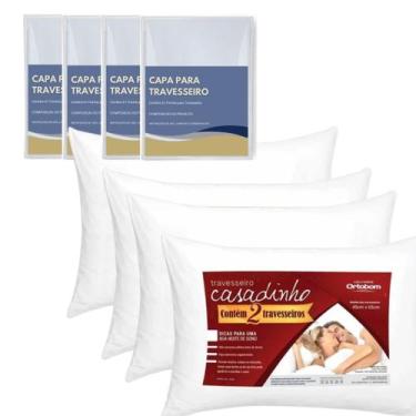 Imagem de Kit Casadinho 4 Travesseiros Ortobom + 2 Capas Impermeáveis
