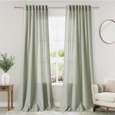 Imagem de Cortinas Nanspring, verde sálvia, linho, algodão, 214 cm de compriment