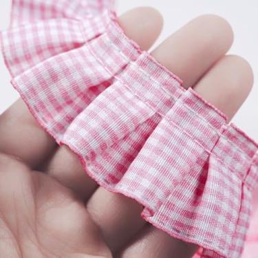 Imagem de Acabamento de renda plissado guingão com babados de 10 metros, guarnições de tecido de fita de renda guingão para costura, artesanato, cortina, vestido de casamento, decoração de fronha (rosa)