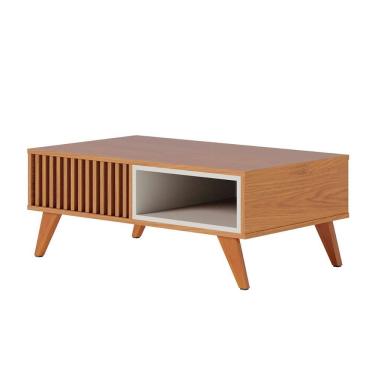 Imagem de Mesa De Centro Jeri Sala Com Pés De Madeira Maciça Freijo-off White Matte Freijo-off White Matte