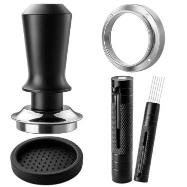 Imagem de Kit de acessórios de café expresso de 51 mm, inclui uma ferramenta de café expresso, funil de dosagem magnética e almofada redonda de silicone, conjunto de calcadeira de café expresso para ferramentas
