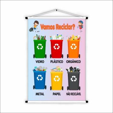 Imagem de Banner de Lona Educativo Vamos Reciclar - 85x60cm - Fabrika de Festa
