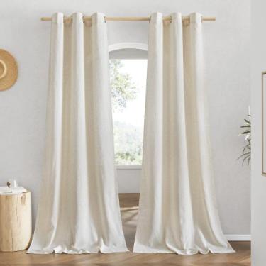 Imagem de Conjunto de cortinas NICETOWN Boho-Chic de linho com 214 cm de comprim