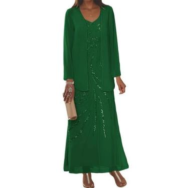 Imagem de Vestido Clothfun Mãe da Noiva A-Line Chiffon Emerald 14