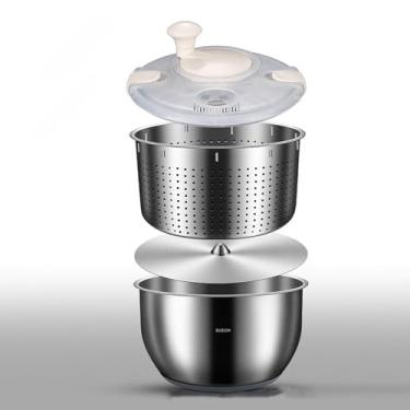 Imagem de Zhjvihx Desidratador de Salada, Secadora de Salada, Lavadora de Salada, Lavadora de Salada de Aço Inoxidável Multifuncional Com Tomada de Drenagem, para Vegetais de Alface