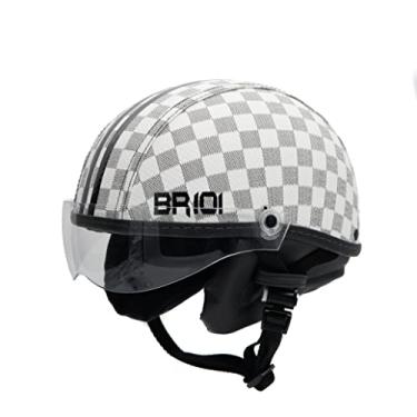 Imagem de Capacete Coquinho Scooter Elétrica Bike Skate Patinete BR 101 Premium Viseira Cristal (Xadrez Branco, G - VESTE 59/60)