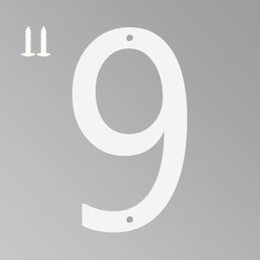 Imagem de Números de casa branca de 12 cm para uso externo, letras de metal para placas externas, letras de endereço de casa de alumínio antiferrugem para decoração de porta da frente, escritório e jardim