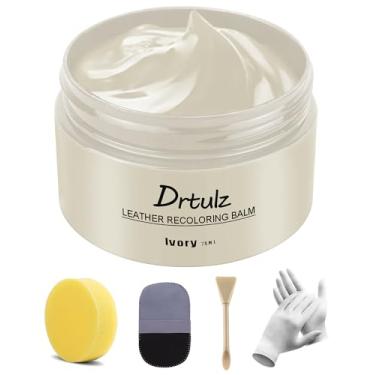Imagem de drtulz Bálsamo de recoloração de couro, condicionador restaurador de cor de couro, restaurador de couro para pintura de sofás, removedor de arranhões de couro, kits de reparo desbotados de couro para