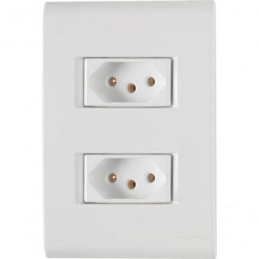 Imagem de Conjunto 4x2 2 Tomadas 2p+t Tramontina 20 A 250 V Liz Branco
