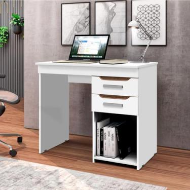 Imagem de Mesa Escrivaninha Veneza para Computador 90cm com 2 Gavetas - Branco -
