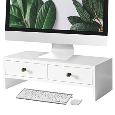 Imagem de Suporte para monitor WELLAND com gavetas, organizador de mesa para laptop ou PC para casa e escritório, branco