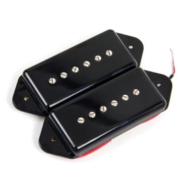 Imagem de 1 conjunto P90 Soapbar estilo orelha de cachorro captador de guitarra bobina única ponte e pescoço captadores para guitarra elétrica Les Paul SG ETC (preto)