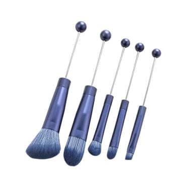 Imagem de ChuYiElegance Conjunto de 5 pincéis de maquiagem, kit de pincéis de maquiagem multifuncionais, pincel profissional para sombra com miçangas para mulheres, irmã, Azul Escuro