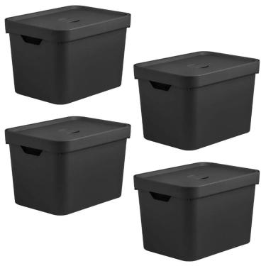 Imagem de Caixa Organizadora Multiuso Escritorio 4Un Ou Cube - Preta