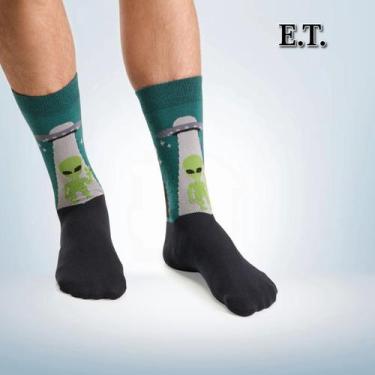 Imagem de Par de Meia Casual Cano Longo Divertida Masculina - Tamanho 39 a 43 - 