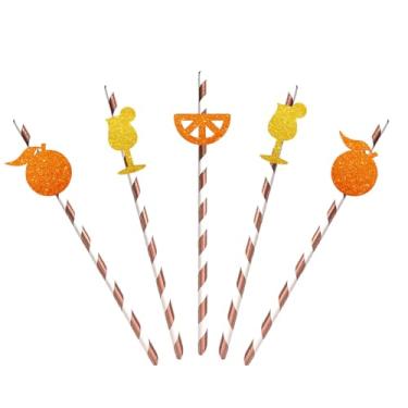 Imagem de Aperol Spritz Canudos de papel de festa, recortes de coquetel cítrico, decoração de palha, spritz Margarita Bachlorette, artigos decorativos para beber festa de aniversário - 24 peças