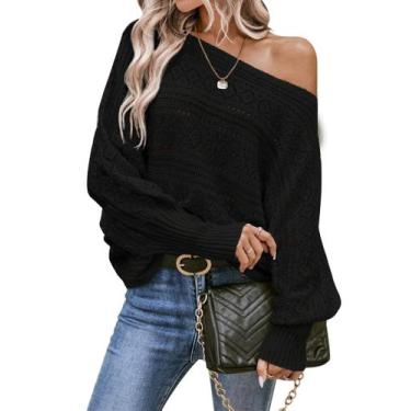 Imagem de Blusa feminina Cakulo, sem ombro, outono de 2024, preta M