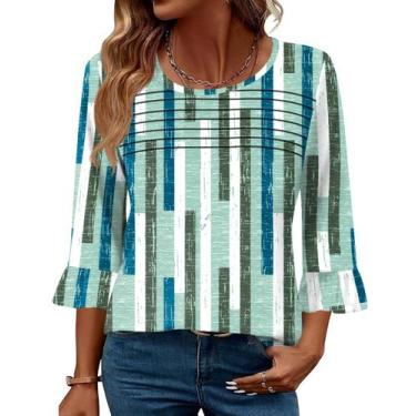 Imagem de Blusa Blingfit floral de manga 3/4 com babado para mulheres