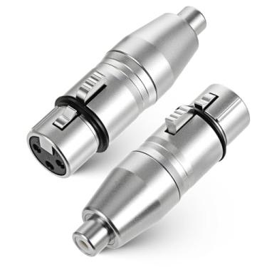Imagem de EupHHonycs Conversor XLR para RCA, pacote com 2 adaptadores XLR fêmea para RCA fêmea, conversor, conectores de acoplador de áudio para mixer, gravador, amplificador