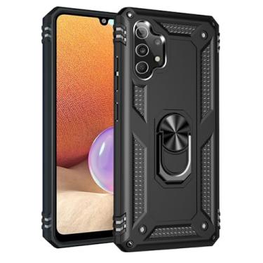Imagem de SORAKA Capa para Samsung Galaxy A32 4G com suporte para anel Capa Slim Fit de TPU macio Capa Samsung Galaxy A32 4G com placa de metal para suporte magnético de telefone para carro