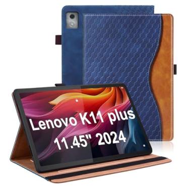 Imagem de Varohix Capa para Lenovo Tab K11 Plus 29.1 cm lançado em 2024, capa fólio de couro PU para tablet Lenovo Tab K11 Plus com suporte para cartão, suporte multiângulo - marrom
