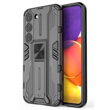 Imagem de SORAKA Capa para Samsung Galaxy S23 com suporte Capa de proteção resistente para Samsung Galaxy S23 Capa com placa de metal para suporte magnético para carro Capa Silm Fit