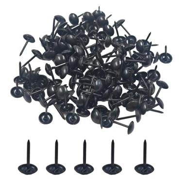Imagem de STFRBTH 200 peças 7 x 13 mm pretas, pregos de móveis de cabeça redonda, tachas de polegar de metal para projetos DIY, sofá, quadro de cortiça, decoração de casa