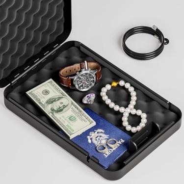 Imagem de SAFEBasics Estojo de segurança portátil cofre de segurança, pequeno cofre com código, para dormitório universitário, casa. (preto)