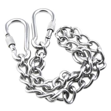 Imagem de MEETOOT Corrente de cadeira suspensa resistente com dois mosquetões de trava, conjunto de suspensão de aço inoxidável de 150 kg, ganchos de corrente duráveis para redes, sacos de pancada, balanços, 55