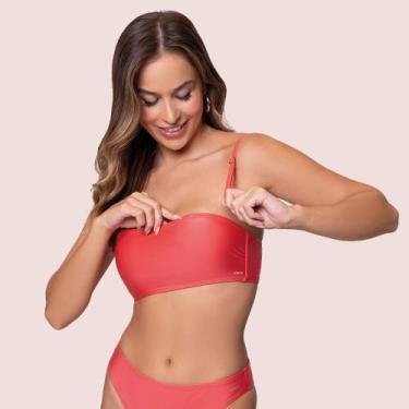 Imagem de Sutiã Selene sem alça TQC Biquíni Com Bojo Removível Avulso, Goiaba, P