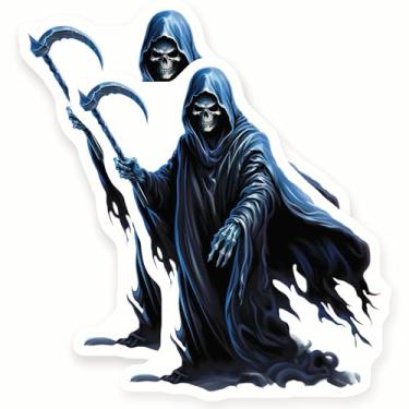 Imagem de Adesivos Grim Reaper - Foice da Morte - Decalques góticos de terror - Pacote com 2 - Design de 12,7 cm de largura - Adere a laptops, copos e mais - Feito nos EUA - AQS1418