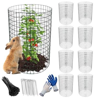 Imagem de 24 protetores de plantas de animais, roupas de arame de galinha de 50,8 cm x 30,5 cm, cloche de plantas de jardim com estacas e abraçadeiras, gaiolas de metal para plantas, legumes, flores