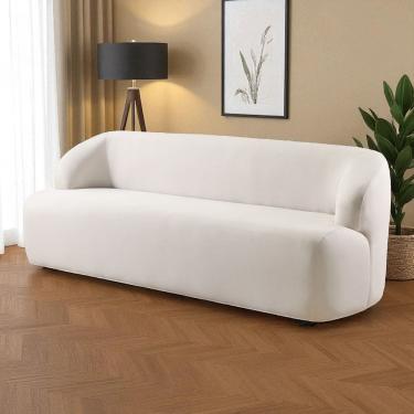 Imagem de Sofá Fixo Noah 3 Lugares Luxo 2,20m Castellar Móbile Veludo Bege Claro