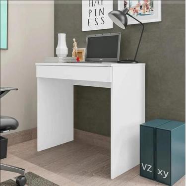 Imagem de Mesa Escrivaninha Computador Alexia 1 Gaveta Branco - Ajl Moveis