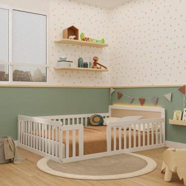 Imagem de Cama Montessoriana Casal com Led Giulia Rattan Casatema MadeiraOrigina