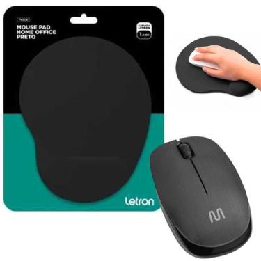 Imagem de Kit Mouse Sem Fio Usb Com Mouse Pad Ergonômico Preto - multilaser