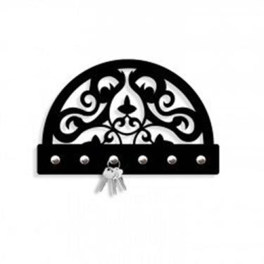 Imagem de Porta Chaves Em Mdf 6 Mm Laminado Preto - Arabesco 01 - New Decor, Mdf