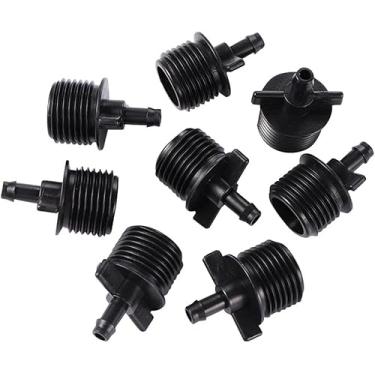 Imagem de 20 peças de encaixe de tubulação de água preta rosca de 1/5.1 cm para 1/10.2 cm, conector forte e de longa duração tubo de gotejamento de irrigação 4/7 mm mangueira de gotejamento de jardim peças de